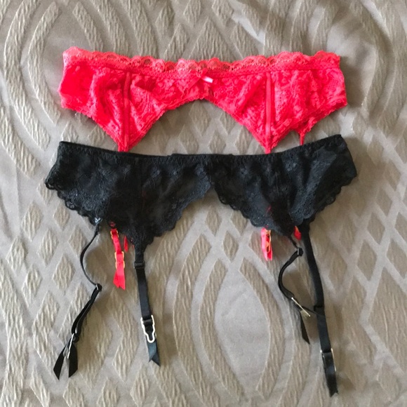 Victoria's Secret Other - VS SET 2 PC. LACE GARTER BELTS IN RED AND BLACK